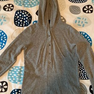 J CREW ITALIAN CASHMERE HOODIE GRAY